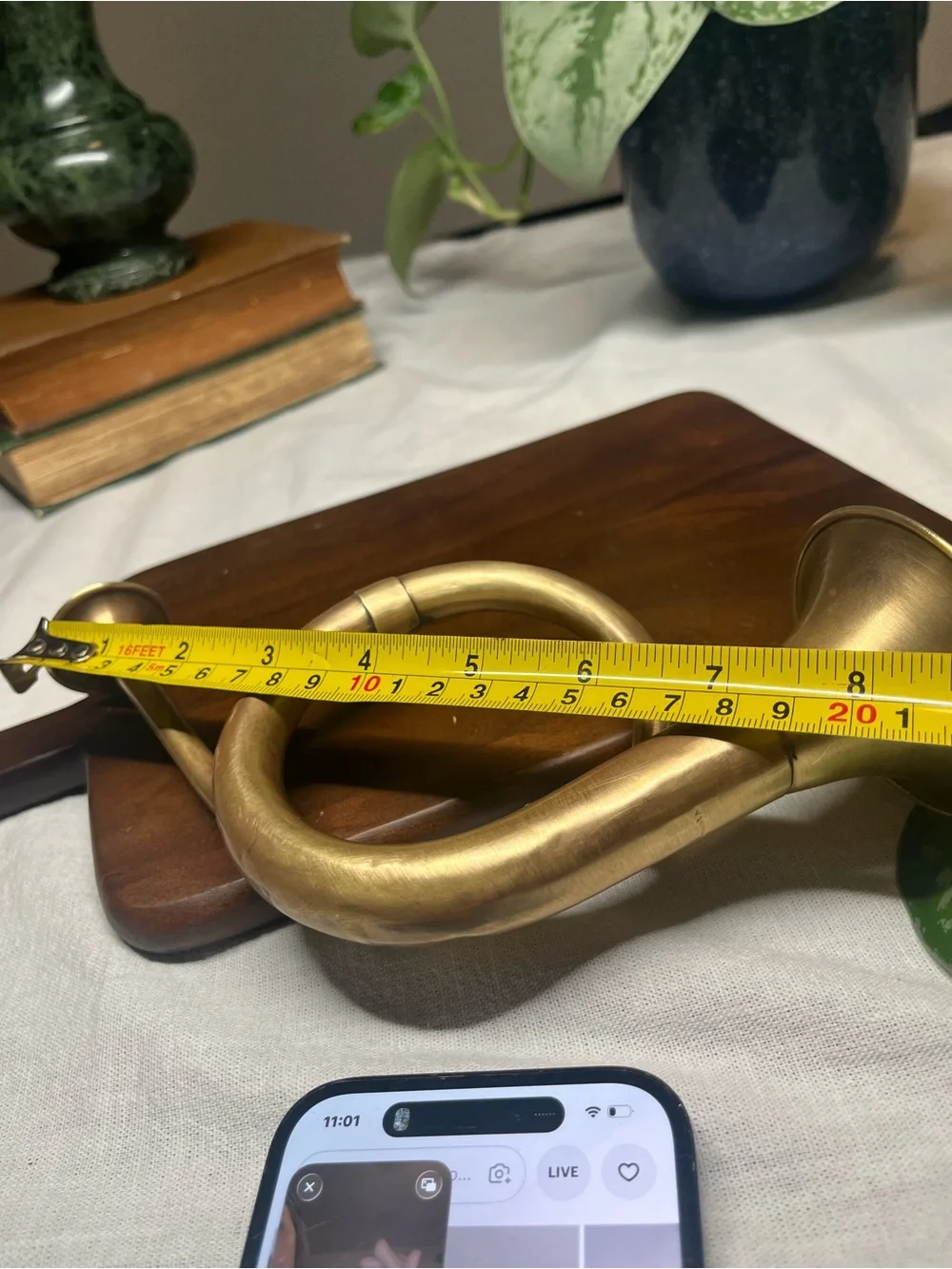 Vintage Brass Decorative Hunting Horn - Warm Gold Tone